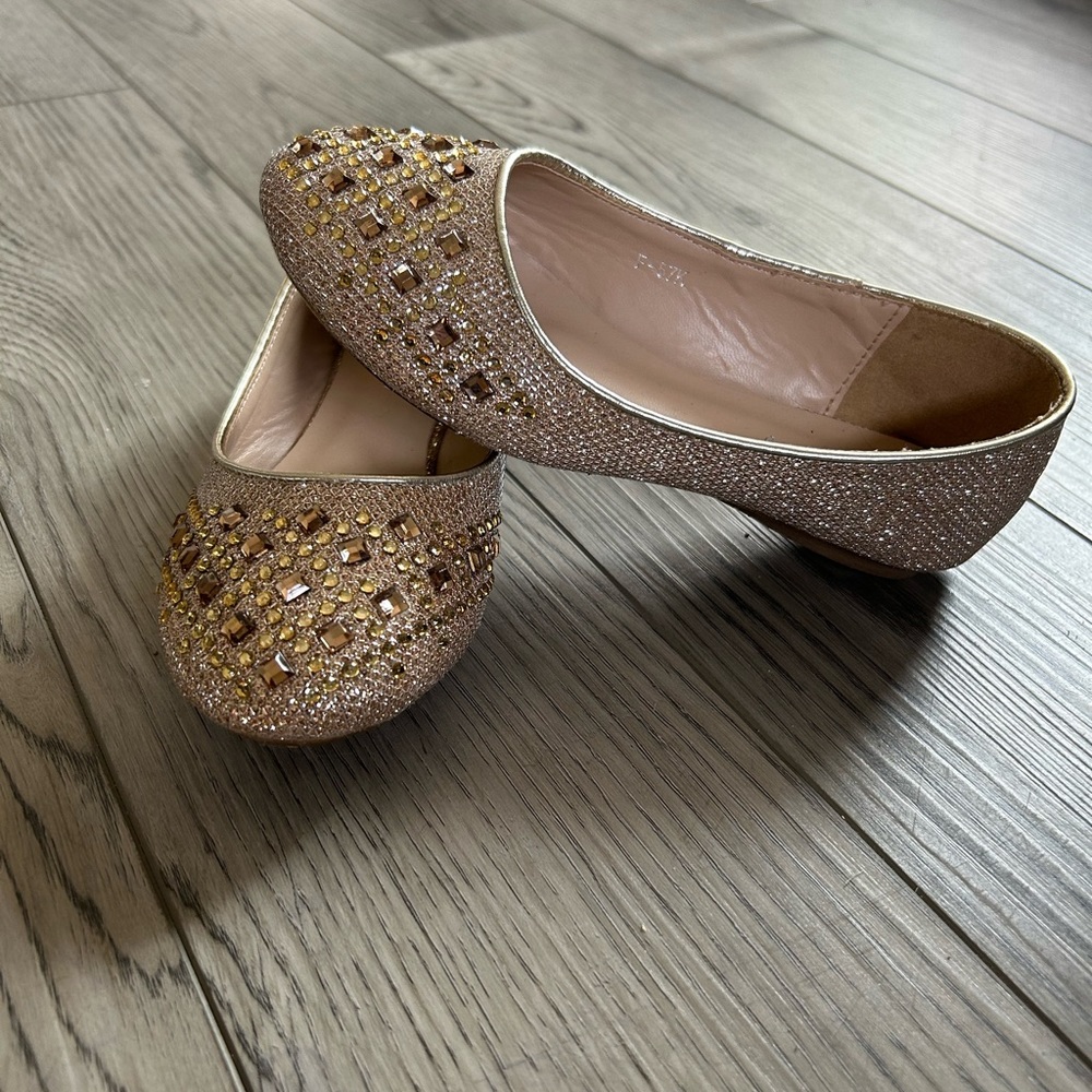 Girls gold gem flats size 13